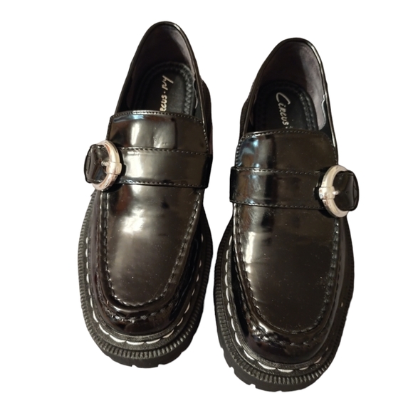 Circus NY Sam Edelman EVERLY LUG Loafers Black Silver Ladies 7M - Picture 2 of 5